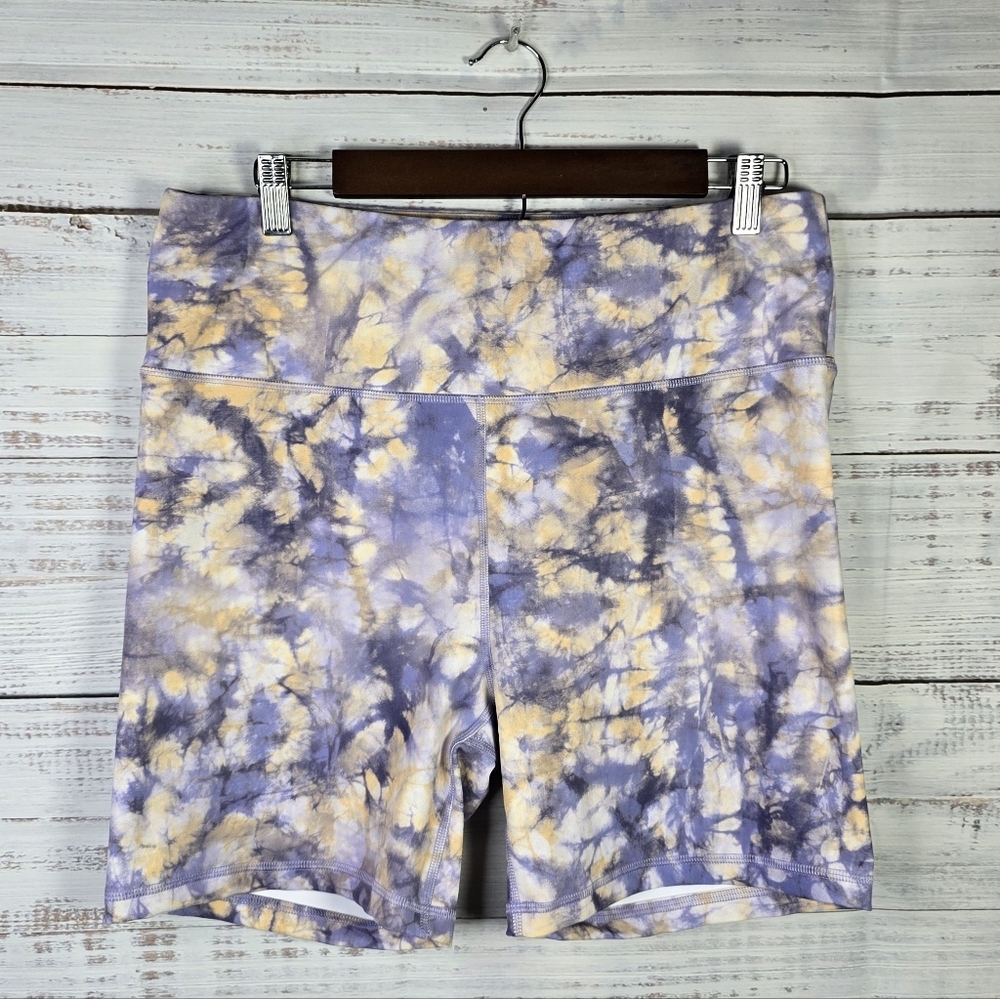 Mono B Purple and Cream Tie-Dye Womens Size 1XL Bike‎ Shorts 6"